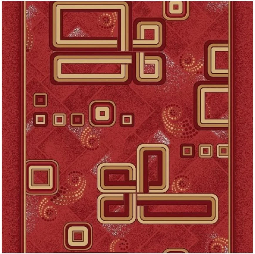 Traverse Moderne si Geometrice - Traversa Model Print 1311, Rosu, Suport Pasla, Latime 150 cm, 820 gr/mp