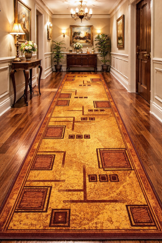 TRAVERSE SI MOCHETE - Traversa Model Print Arhimed ,Maro, Suport Pasla, Latime 120 cm, 820 gr/mp