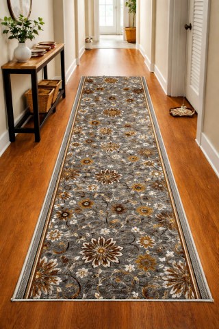 Traverse Moderne si Geometrice - Traversa Model Print Boston, Gri, Suport Pasla, Latime 100 cm, 820 gr/mp