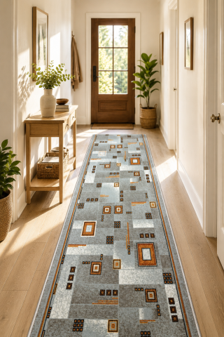 Traverse Dormitor - Traversa Model Print Dekart, Gri ,  Suport Pasla, Latime 80 cm,  820 gr/mp