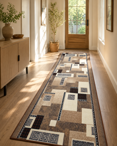 Traverse Dormitor - Traversa Model Print Germes , Maro ,  Suport Pasla, Latime 80 cm,  820 gr/mp