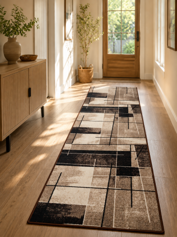 Traverse Dormitor - Traversa Model Print Hanoi ,Maro, Suport Pasla, Latime 100 cm, 820 gr/mp