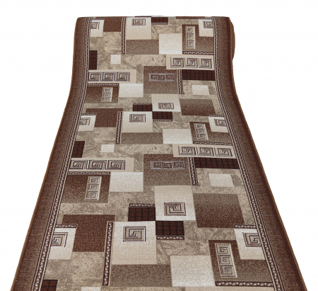 Traverse Moderne si Geometrice - Traversa Print Germes, Maro / Bej, Suport Pasla, Latime 120 cm