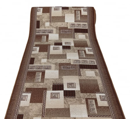 Traverse Moderne si Geometrice - Traversa Model Print Germes , Maro ,  Suport Pasla, Latime 150 cm,  820 gr/mp