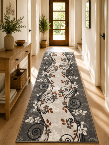 Traverse Hol - Traversa Model Print Seoul, Gri ,  Suport Pasla, Latime 80 cm,  820 gr/mp
