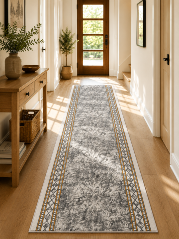 Traverse Dormitor - Traversa Model Print Tokyo ,Gri, Suport Pasla, Latime 60 cm, 820 gr/mp