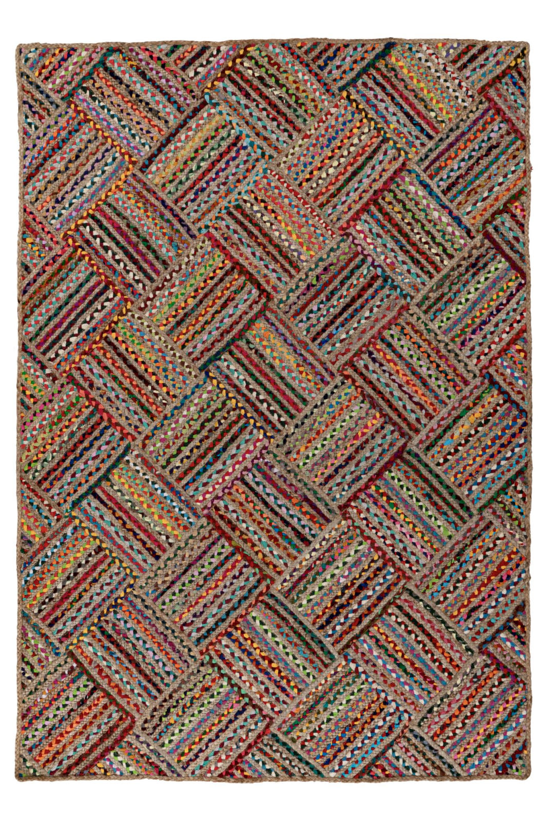 Covor Abstract Model Boho Tulum 355, Multicolor, Marime 80 x 150 cm, Inaltime Fir 6 mm, 60% Bumbac 40% Iuta, Living, Dormitor, Sufragerie, Birou [1]