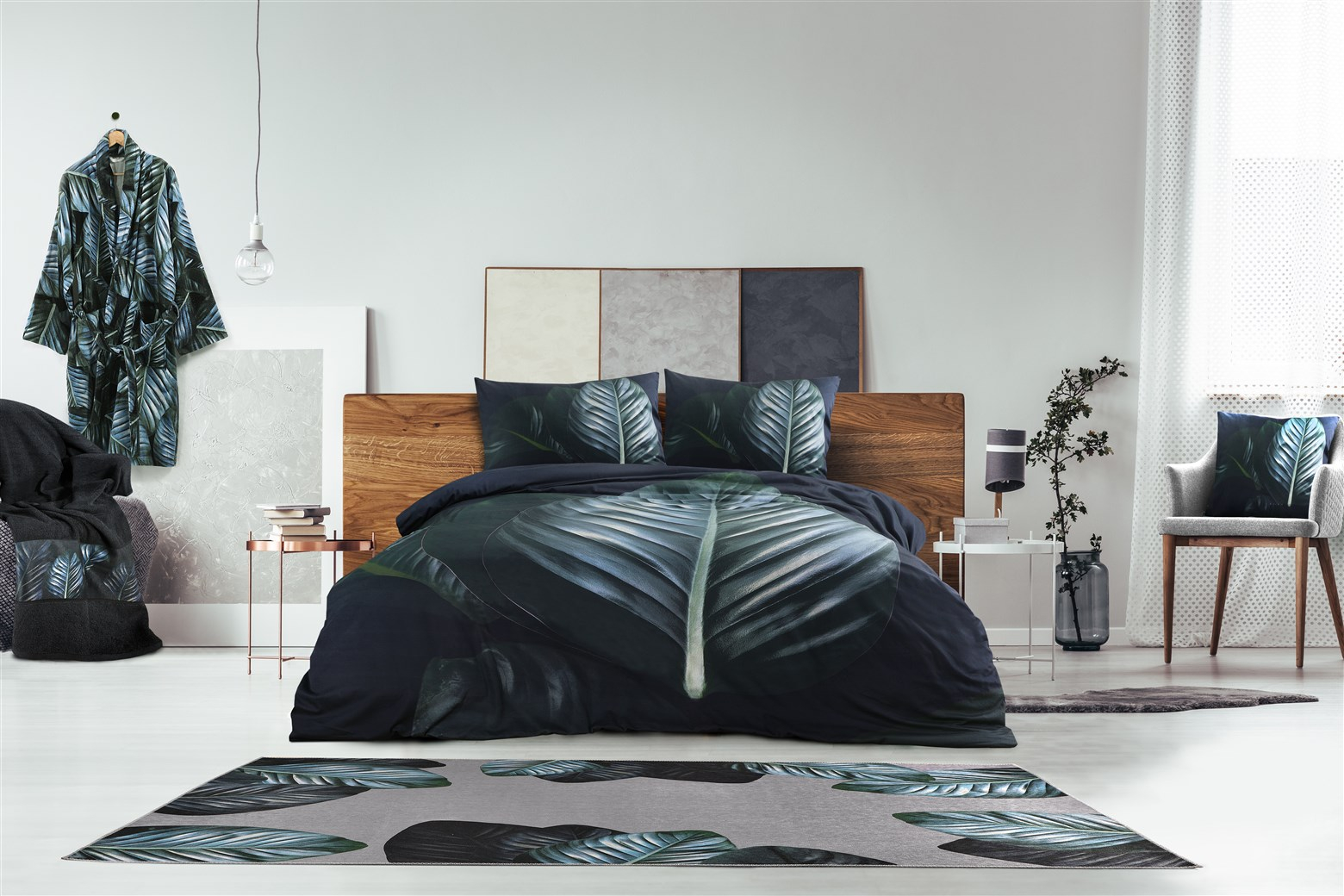 Covor Abstract Model Tropical 125, Gri/Verde, Marime 130 x 190 cm, Inaltime Fir 6 mm, 100% Poliester, Living, Dormitor, Sufragerie, Birou [3]