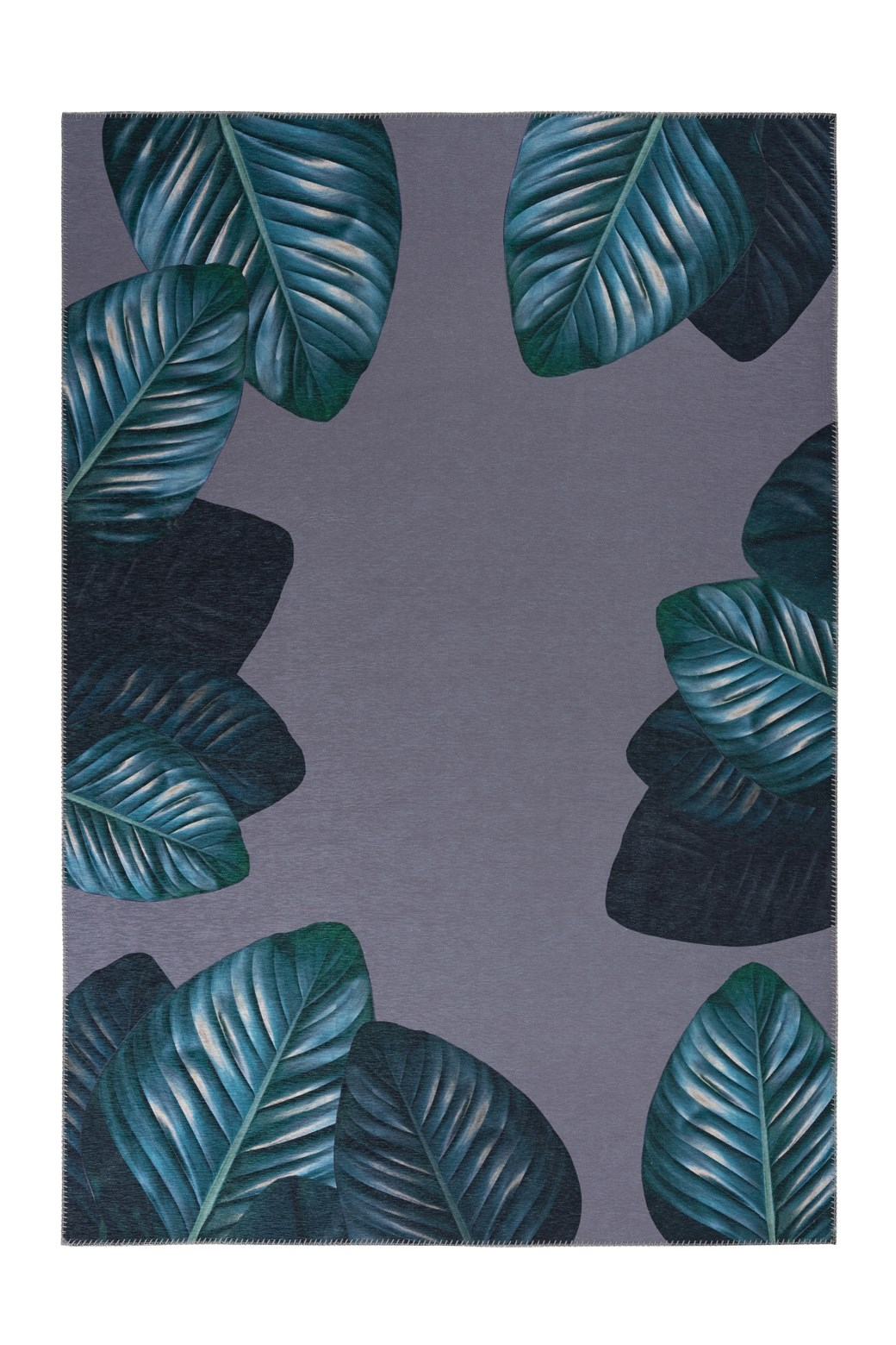 Covor Abstract Model Tropical 125, Gri/Verde, Marime 130 x 190 cm, Inaltime Fir 6 mm, 100% Poliester, Living, Dormitor, Sufragerie, Birou [1]