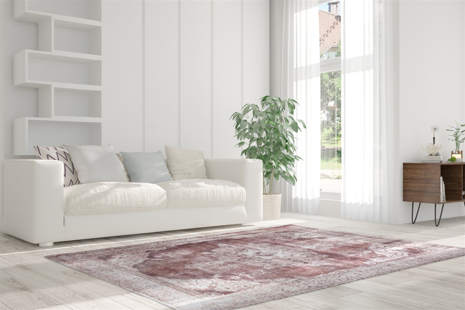 Covor Vintage Model Vintage 8400, Rosu, Marime 140 x 200 cm, Inaltime Fir 8 mm, 100% Modacril, Living, Dormitor, Sufragerie, Birou [2]