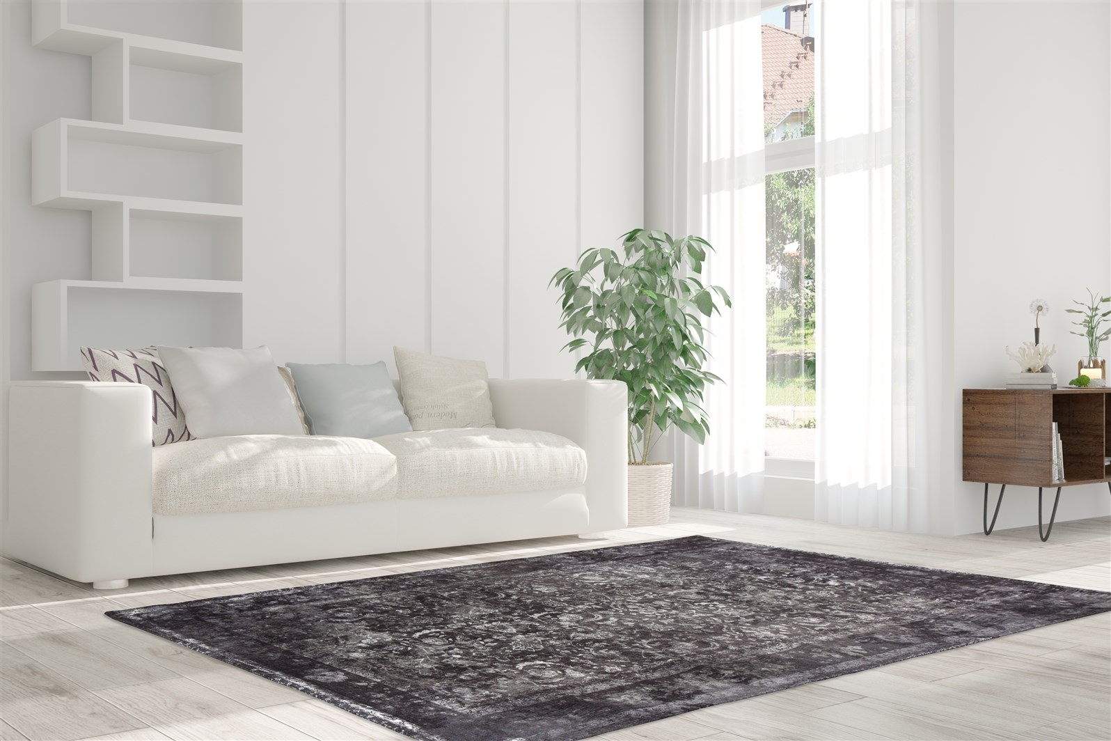 Covor Vintage Model Vintage 8400, Gri, Marime 140 x 200 cm, Inaltime Fir 8 mm, 100% Modacril, Living, Dormitor, Sufragerie, Birou [2]