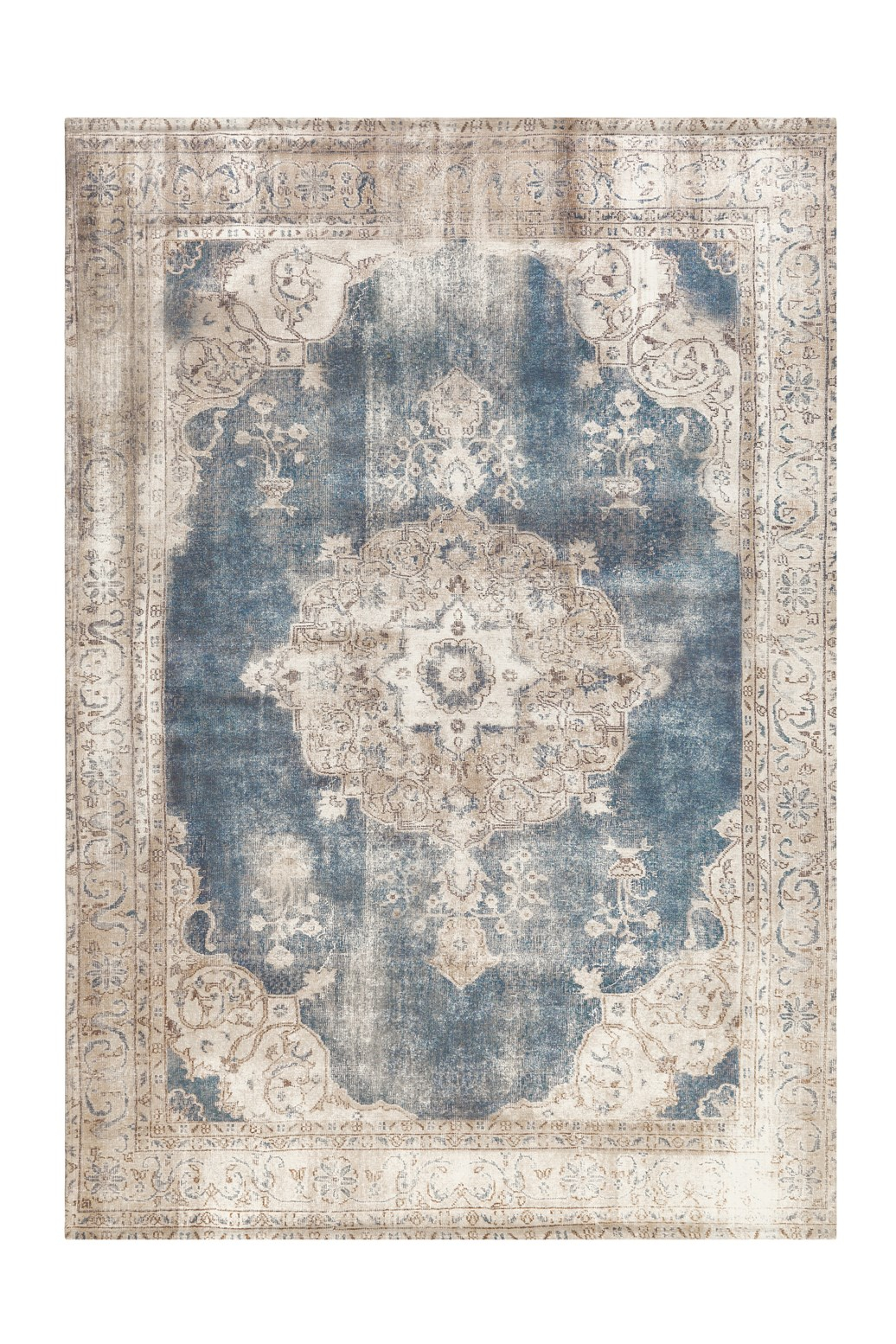 Covor Vintage Model Vintage 8400, Bej/Albastru, Marime 140 x 200 cm, Inaltime Fir 8 mm, 100% Modacril, Living, Dormitor, Sufragerie, Birou [1]