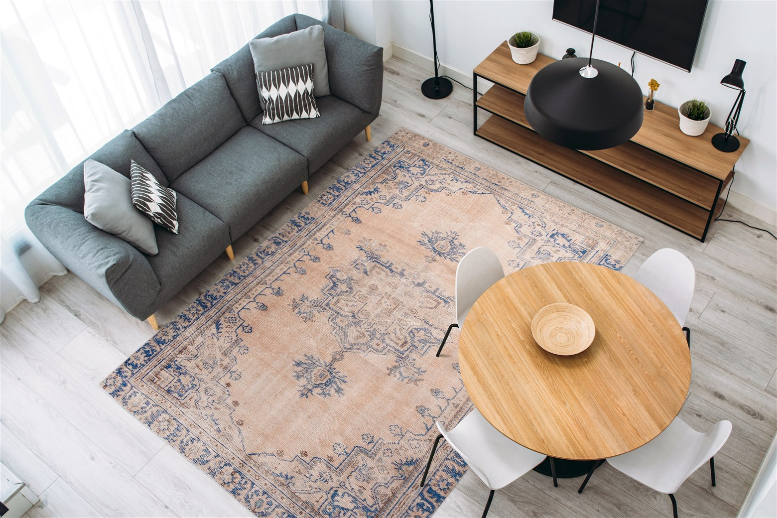 Covor Vintage Model Vintage 8406, Bej, Marime 140 x 200 cm, Inaltime Fir 8 mm, 100% Modacril, Living, Dormitor, Sufragerie, Birou [2]