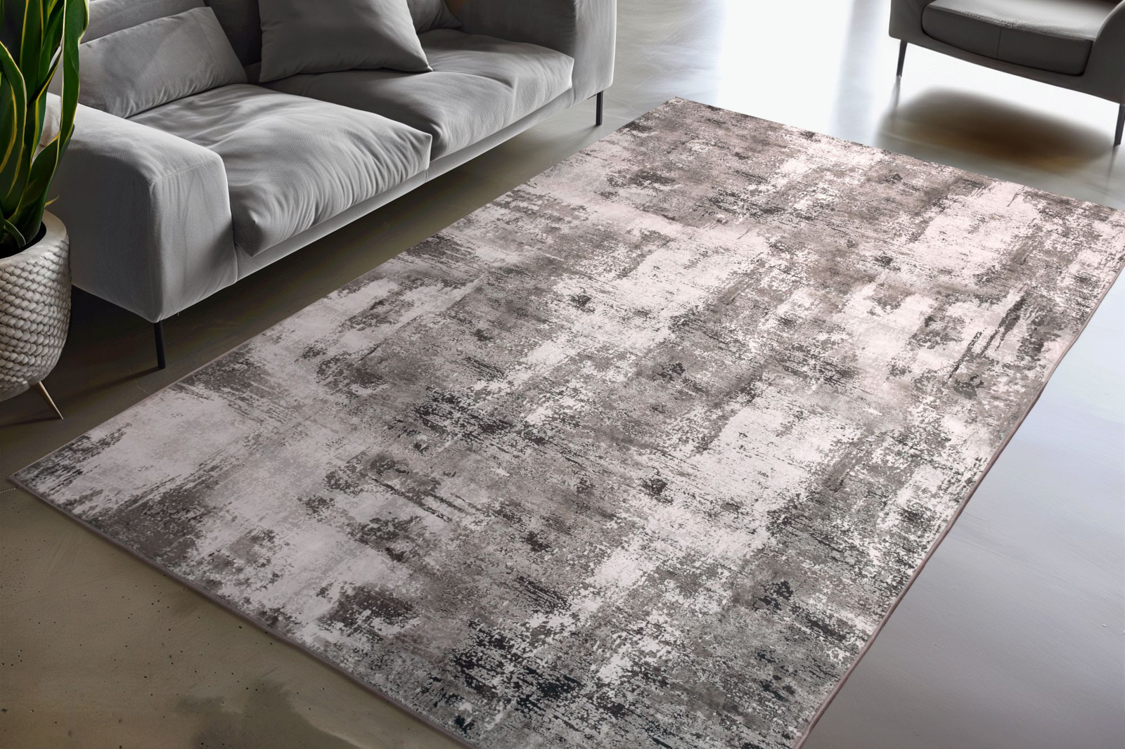 Covor Abstract Model Visionary 132, Taupe, Marime 80 x 150 cm, Inaltime Fir 6 mm, 80% Poliester 20% Bumbac, Living, Dormitor, Sufragerie, Birou [2]