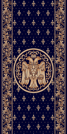 Traverse Bisericesti - Traversa Covor, Lotos 15032, Albastru, Model Bisericesc, Latime 60 cm, Diverse Lungimi