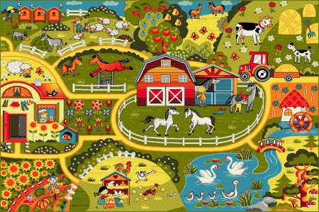 Covoare Copii - Covor Pentru Copii, Kolibri Ferma 11287, Multicolor, Diverse Dimensiuni, 2200 gr/mp