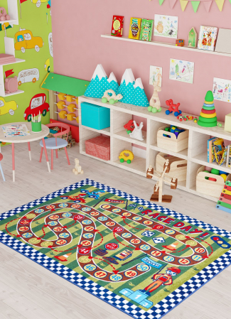 Covoare Copii - Covor Pentru Copii, Antiderapant, Racing Game Multicolor, 133x190 cm