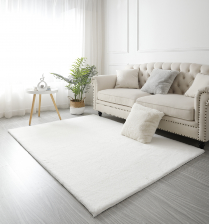 Covoare Pufoase - Blanita Model Lop, Antiderapant, Alb 060, Diverse Dimensiuni, 1650 gr/mp