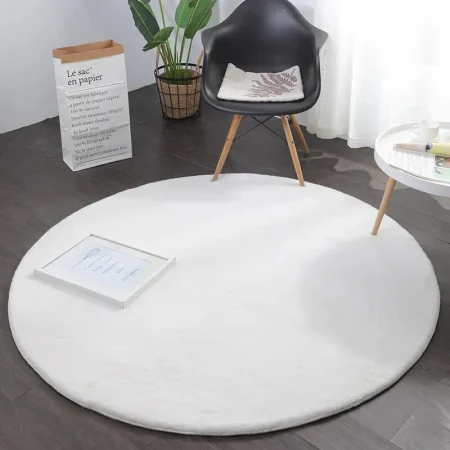 Blanita Model Lop, Covor Rotund Antiderapant, Alb 060, Diverse Dimensiuni, 1650 gr/mp
