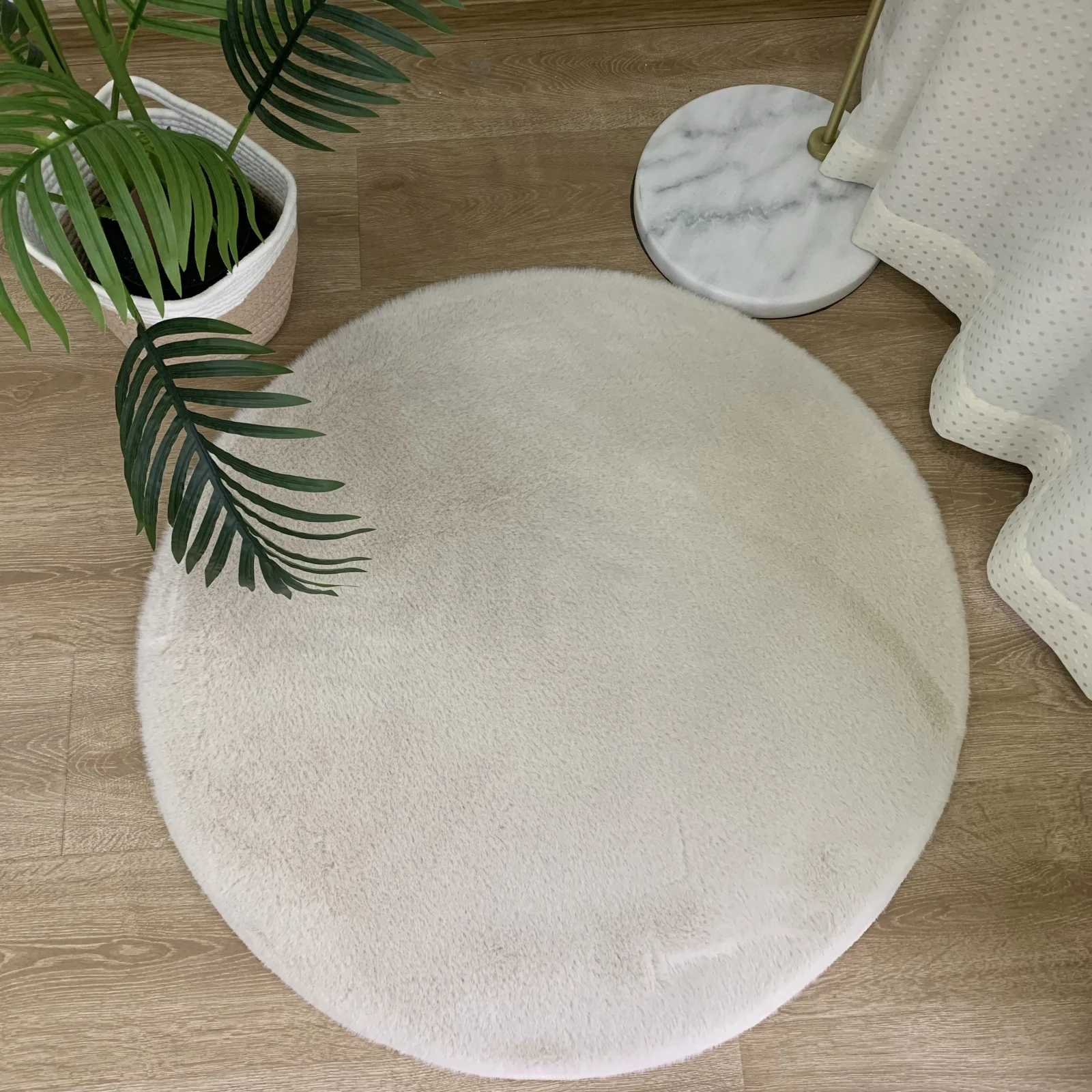 Covoare Pufoase - Blanita Model Lop, Covor Rotund Antiderapant, Crem 050, Diverse Dimensiuni, 1650 gr/mp
