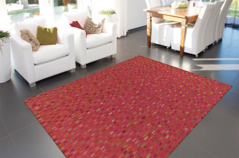COVOARE - Covor abstract Wild 8022, Rosu, Inaltime fir 8 mm
