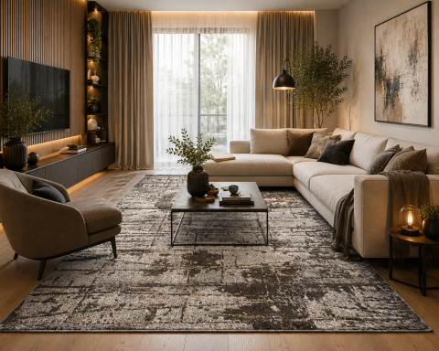 COVOARE - Covor Antiderapant, Model Fayno, 7146, Maro, Diverse Dimensiuni