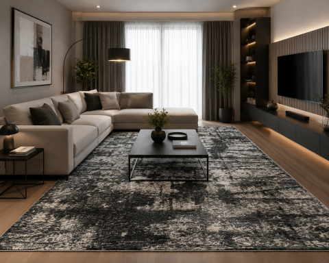 Covoare Dormitor - Covor Antiderapant , Model Fayno , 7146, Negru , Diverse Dimensiuni