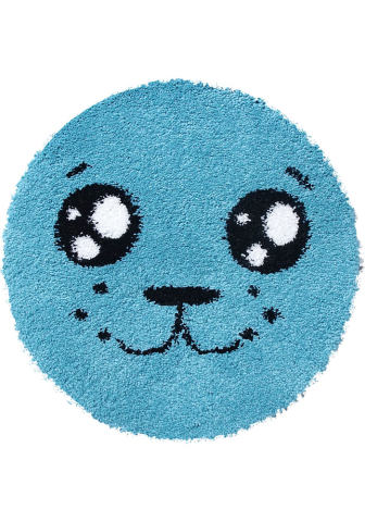 Covoare Copii - Covor Fantasy Foca, Turcoaz, 67x67 cm, Rotund, 2550 gr/mp