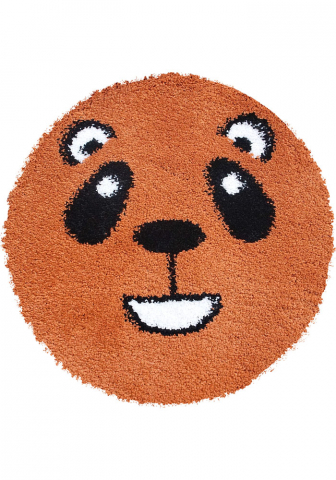 Covoare Copii - Covor Fantasy Panda, Portocaliu, 67x67 cm, Rotund, 2550 gr/mp
