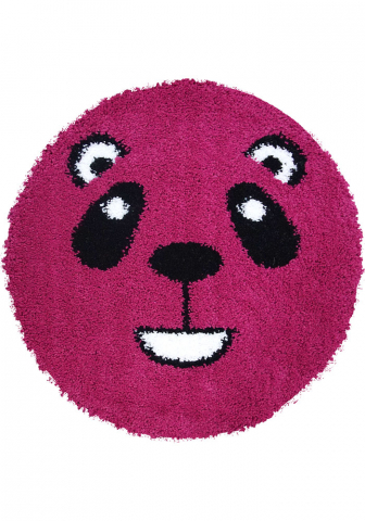 Covoare Copii - Covor Fantasy Panda, Roz, 67x67 cm, Rotund, 2550 gr/mp