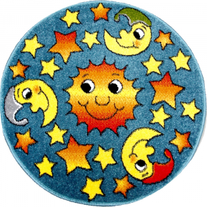 Covoare Copii - Covor Kolibri, Rotund, Luna si Stele, 11081, 67x67 cm, 2300 gr/mp
