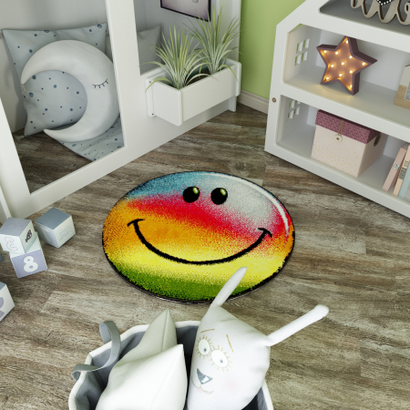 Covoare Copii - Covor Kolibri, Rotund, Rainbow Smile, 67x67 cm, 2300 gr/mp