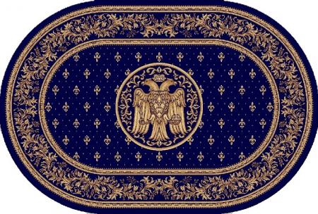 Covoare Bisericești - Covor Lotos, Model Bisericesc, 15077, Oval, Albastru, Diverse Dimensiuni, 1800 gr/mp