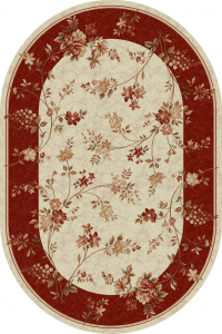 Covoare Living - Covor Modern. Lotos 551, Crem / Rosu, Oval, Diverse Dimensiuni, 1800 gr/mp