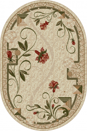 Covoare Living - Covor Modern, Lotos 587, Crem / Bej, Oval, Diverse Dimensiuni, 1800 gr/mp