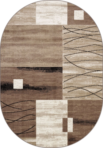 Covoare Moderne si Geometrice - Covor Modern, Luna 1805, Bej , Oval, Diverse Dimensiuni, 1300 gr/mp