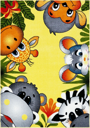 Covoare Copii - Covor Pentru Copii, Kolibri Animalute 11058, Galben, Diverse Dimensiuni, 2200 gr/mp