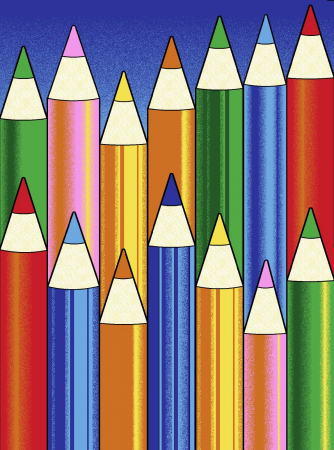 Covoare Copii - Covor Pentru Copii, Print Creioane 1358, Multicolor, Suport Pasla