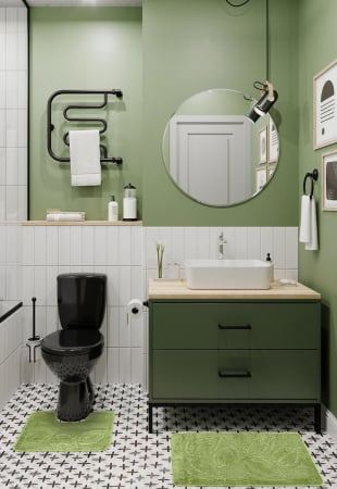 Covorașe Baie - Set 2 Covorase Baie, Antiderapante, Flora Verde 2510