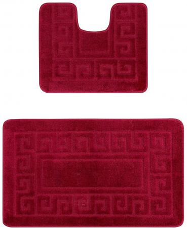COVORAȘE - Set 2 Covorase Baie, Antiderapante, Ethnic Burgundy