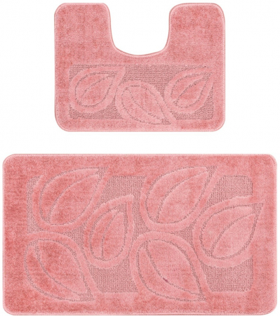 COVORAȘE - Set 2 Covorase Baie Flora Dusty Rose, 60x100 cm, 50x60 cm