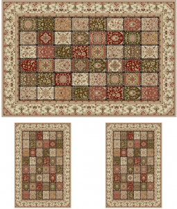 COVOARE - Set 3 Covoare Lotos 1518/110, Bej: 2 buc. 80x150 cm, 1 buc. 200x300 cm.