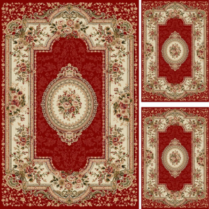 Covoare Living - Set 3 Covoare Lotos 571, Rosu: 2 buc. 80x150 cm, 1 buc. 200x300 cm.