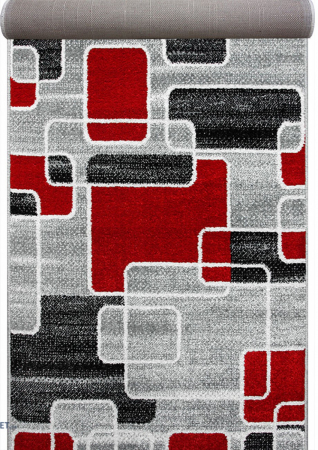 Traverse Dormitor - Traversa Covor, Cappuccino 16402, Gri / Rosu, Latime 120 cm, Diverse Lungimi, 1700 gr/mp
