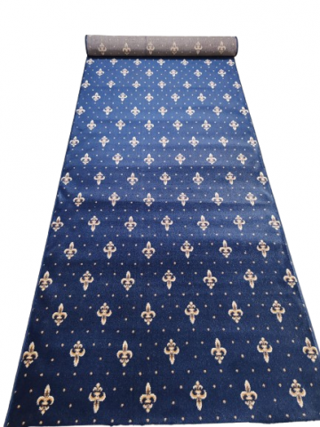 Traverse Bisericesti - Traversa Covor, Lotos 15033-W, Albastru, Model Bisericesc, Latime 200 cm