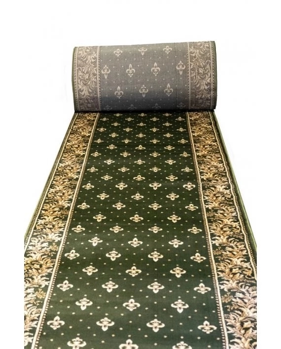 Traverse Bisericesti - Traversa Covor, Lotos 15033, Verde, Model Bisericesc, Latime 80 cm, Diverse Lungimi, 1800 gr/mp