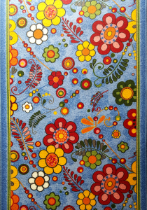 Traverse Copii si Tineret - Traversa Flori, Albastru, Latime 100 cm, Diverse Lungimi, 820 gr/mp