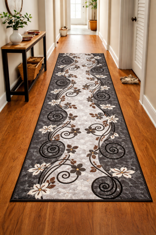 TRAVERSE SI MOCHETE - Traversa Model Print Seoul ,Gri, Suport Pasla, Latime 100 cm, 820 gr/mp