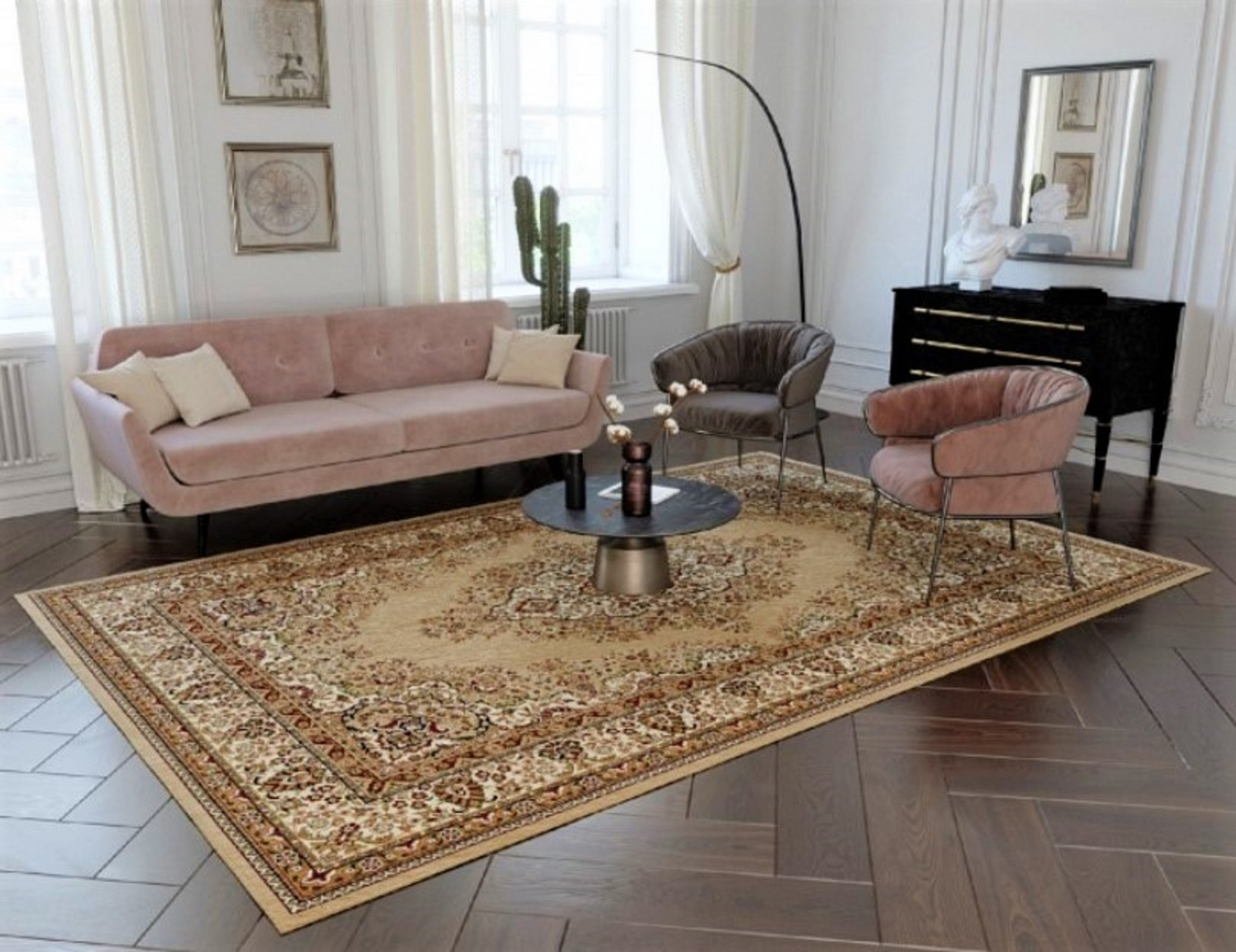 Covor Clasic, Lotos 1524, Bej / Maro, Diverse Dimensiuni, 1800 gr/mp [2]