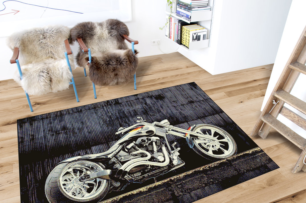 Covor Modern Kolibri, Motocicleta 11185, Negru, Diverse Dimensiuni, 2200 gr/mp [2]